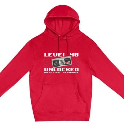 Level 40 Complete 1981 Gamer 40th Birthday Premium Pullover Hoodie