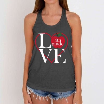 Love 4Th Grade Teacher Gift Women's Knotted Racerback Tank