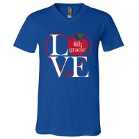 Love 4Th Grade Teacher Gift V-Neck T-Shirt