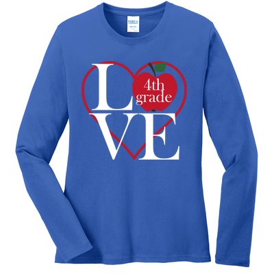 Love 4Th Grade Teacher Gift Ladies Long Sleeve Shirt