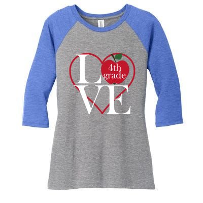 Love 4Th Grade Teacher Gift Women's Tri-Blend 3/4-Sleeve Raglan Shirt