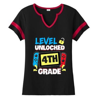 Level 4th Grade Unlocked Back To School First Day Ladies Halftime Notch Neck Tee