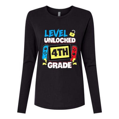 Level 4th Grade Unlocked Back To School First Day Womens Cotton Relaxed Long Sleeve T-Shirt