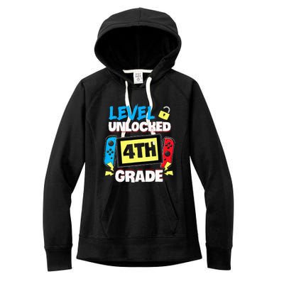 Level 4th Grade Unlocked Back To School First Day Women's Fleece Hoodie