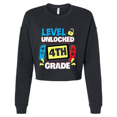 Level 4th Grade Unlocked Back To School First Day Cropped Pullover Crew