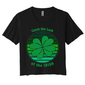 Lucky 4 Leaf Clover Sunset Saint Patrick's Day Women's Crop Top Tee