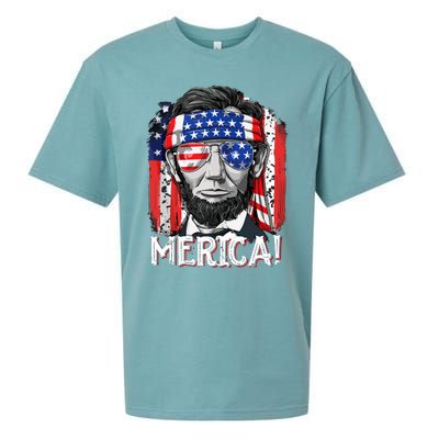 Lincoln 4th Of July Merica Abe Men Women American Flag Sueded Cloud Jersey T-Shirt