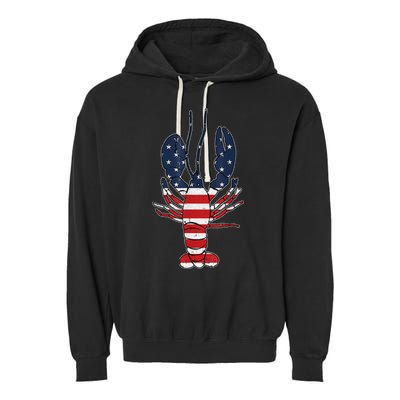Lobster 4th Of July American Flag Sea Ocean Lover Patriotic Garment-Dyed Fleece Hoodie