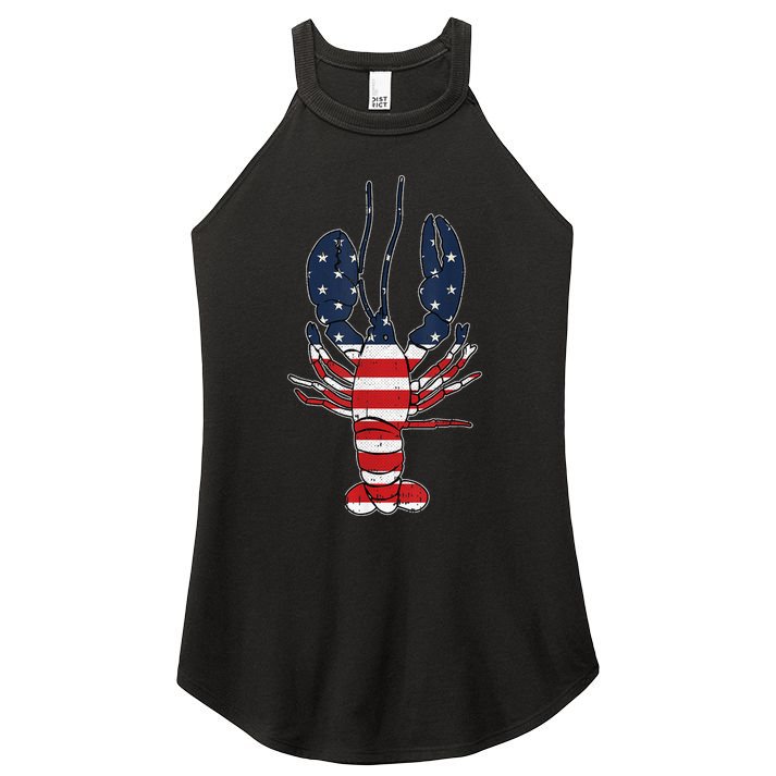 Lobster 4th Of July American Flag Sea Ocean Lover Patriotic Women's Perfect Tri Rocker Tank