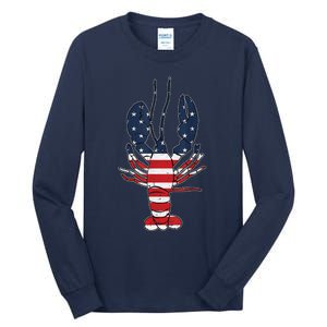 Lobster 4th Of July American Flag Sea Ocean Lover Patriotic Tall Long Sleeve T-Shirt