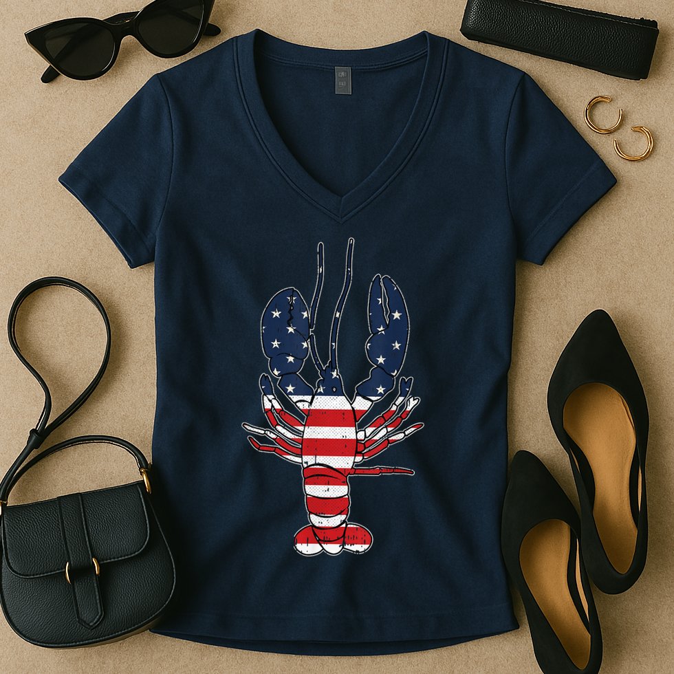 Lobster 4th Of July American Flag Sea Ocean Lover Patriotic Women's V-Neck T-Shirt