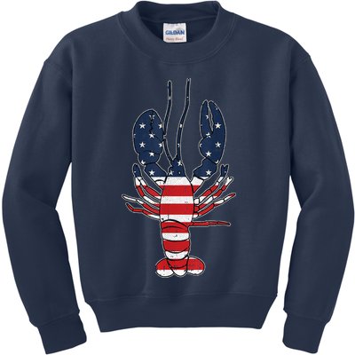 Lobster 4th Of July American Flag Sea Ocean Lover Patriotic Kids Sweatshirt