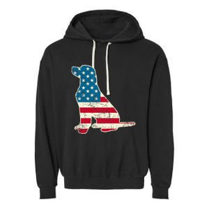 Labrador 4th Of July Dog Lover Gifts American Flag Garment-Dyed Fleece Hoodie