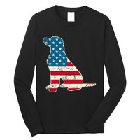 Labrador 4th Of July Dog Lover Gifts American Flag Long Sleeve Shirt