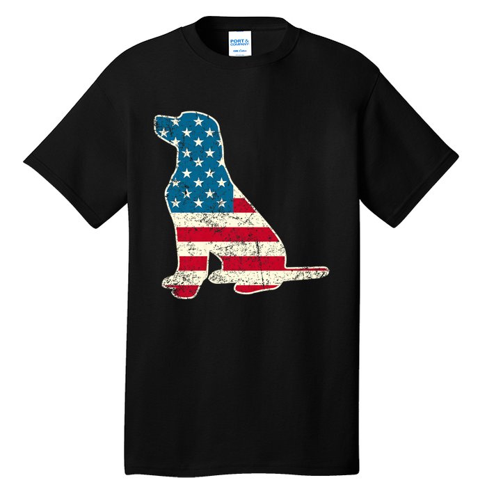 Labrador 4th Of July Dog Lover Gifts American Flag Tall T-Shirt