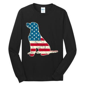 Labrador 4th Of July Dog Lover Gifts American Flag Tall Long Sleeve T-Shirt