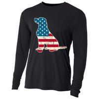 Labrador 4th Of July Dog Lover Gifts American Flag Cooling Performance Long Sleeve Crew