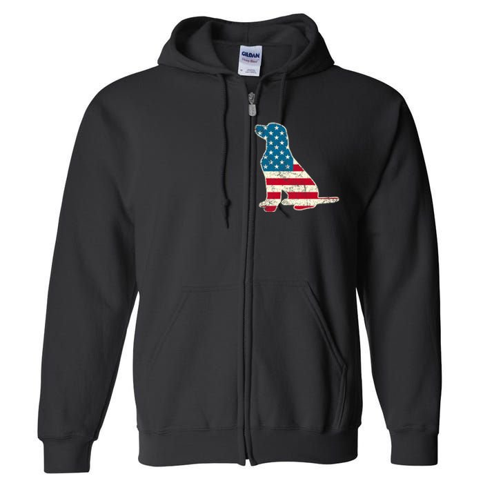 Labrador 4th Of July Dog Lover Gifts American Flag Full Zip Hoodie