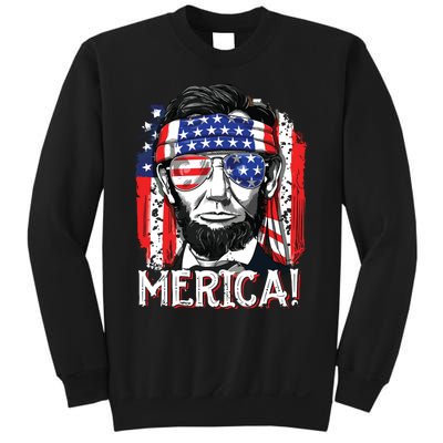 Lincoln 4th Of July Merica Abe American Flag Sweatshirt