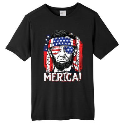 Lincoln 4th Of July Merica Abe American Flag Tall Fusion ChromaSoft Performance T-Shirt