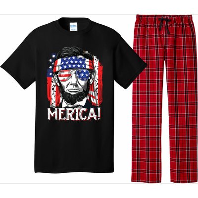 Lincoln 4th Of July Merica Abe American Flag Pajama Set