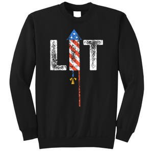 Lit 4th Of July Patriotic American Fireworks Usa Fourth Sweatshirt