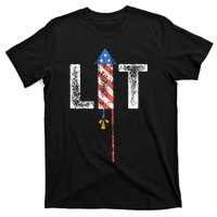 Lit 4th Of July Patriotic American Fireworks Usa Fourth T-Shirt