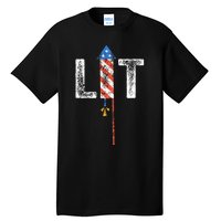 Lit 4th Of July Patriotic American Fireworks Usa Fourth Tall T-Shirt