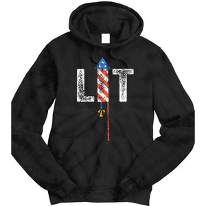 Lit 4th Of July Patriotic American Fireworks Usa Fourth Tie Dye Hoodie