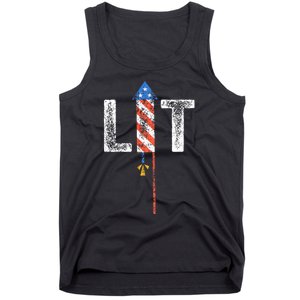 Lit 4th Of July Patriotic American Fireworks Usa Fourth Tank Top