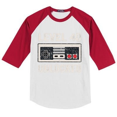 Level 40 Unlocked Video Gamer 40th Birthday Gifts Kids Colorblock Raglan Jersey