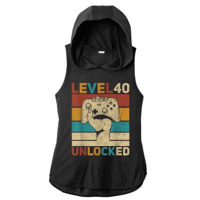 Level 40 Unlocked 40th Birthday 40 Years Old Gamer Wo  Ladies PosiCharge Tri-Blend Wicking Draft Hoodie Tank