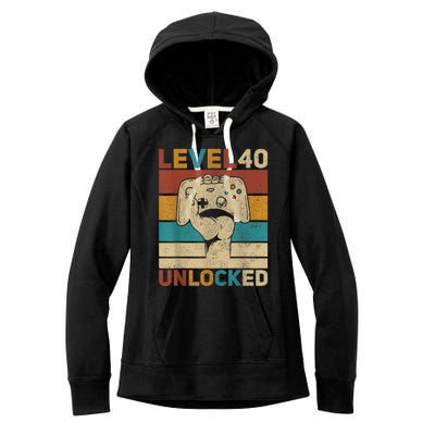 Level 40 Unlocked 40th Birthday 40 Years Old Gamer Wo  Women's Fleece Hoodie