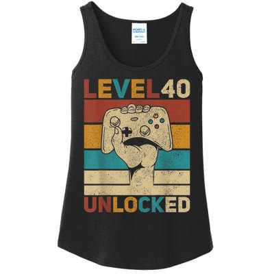 Level 40 Unlocked 40th Birthday 40 Years Old Gamer Wo  Ladies Essential Tank