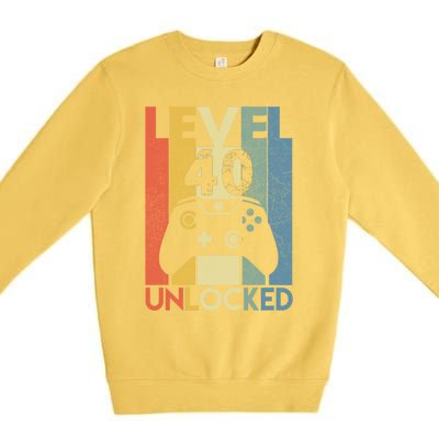 Level 40 Unlocked Awesome Video Game 40 Birthday Gift Premium Crewneck Sweatshirt