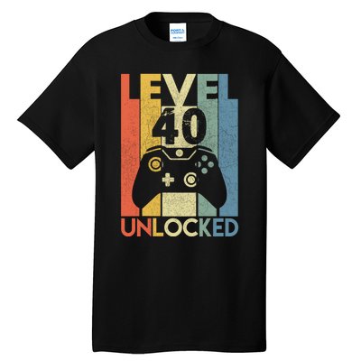 Level 40 Unlocked Awesome Video Game 40 Birthday Gift Tall T-Shirt