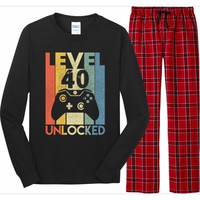 Level 40 Unlocked Awesome Video Game 40 Birthday Gift Long Sleeve Pajama Set