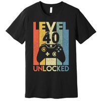 Level 40 Unlocked Awesome Video Game 40 Birthday Gift Premium T-Shirt