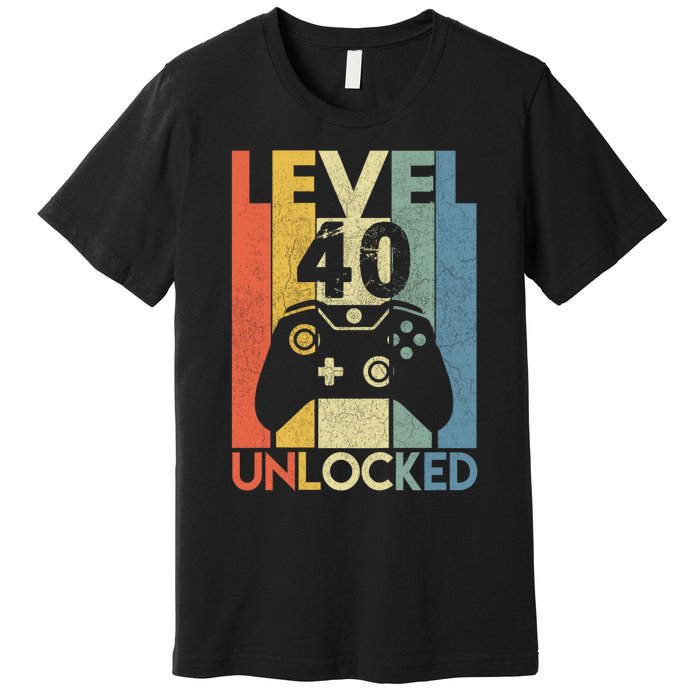 Level 40 Unlocked Awesome Video Game 40 Birthday Gift Premium T-Shirt