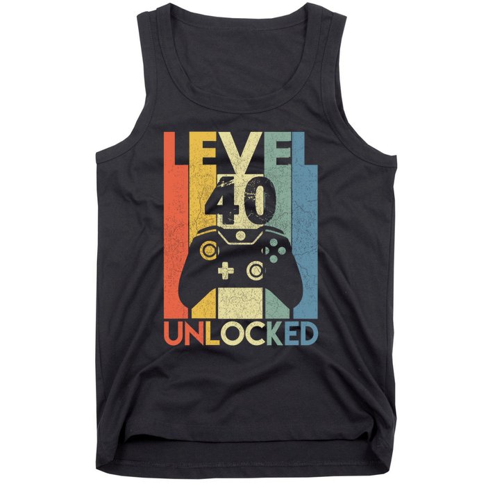 Level 40 Unlocked Awesome Video Game 40 Birthday Gift Tank Top