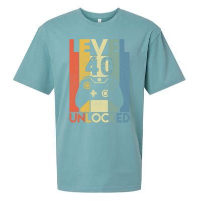 Level 40 Unlocked Awesome Video Game 40 Birthday Gift Sueded Cloud Jersey T-Shirt