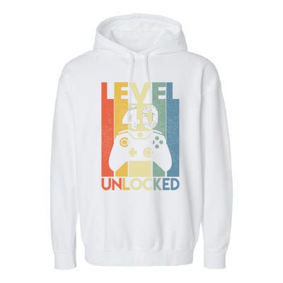 Level 40 Unlocked Awesome Video Game 40 Birthday Gift Garment-Dyed Fleece Hoodie