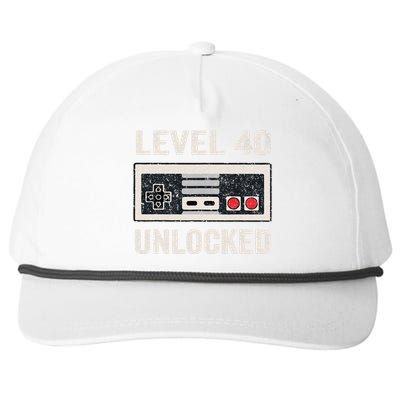 Level 40 Unlocked Video Gamer 40th Birthday Gifts Snapback Five-Panel Rope Hat