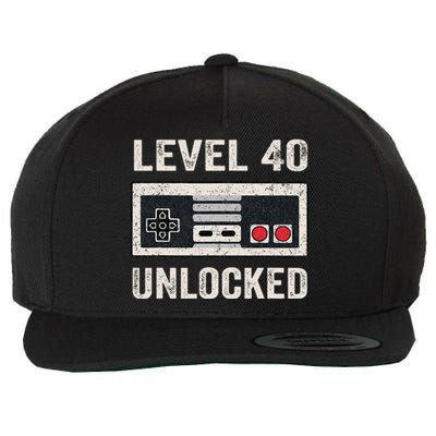 Level 40 Unlocked Video Gamer 40th Birthday Gifts Wool Snapback Cap