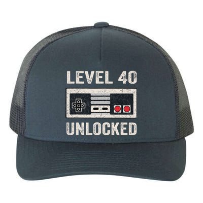 Level 40 Unlocked Video Gamer 40th Birthday Gifts Yupoong Adult 5-Panel Trucker Hat