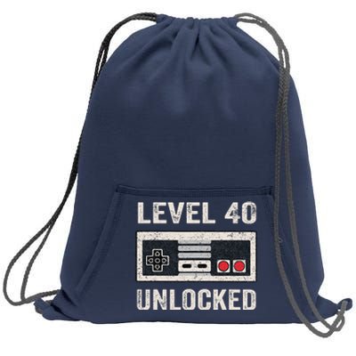 Level 40 Unlocked Video Gamer 40th Birthday Gifts Sweatshirt Cinch Pack Bag