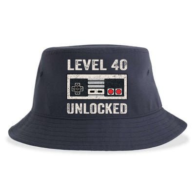 Level 40 Unlocked Video Gamer 40th Birthday Gifts Sustainable Bucket Hat