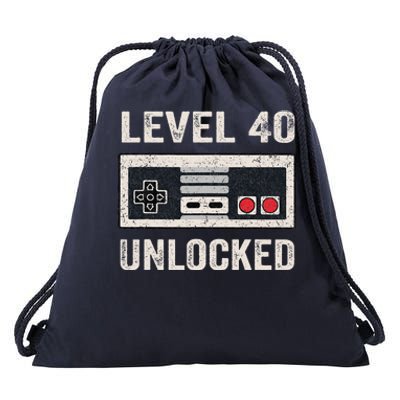 Level 40 Unlocked Video Gamer 40th Birthday Gifts Drawstring Bag