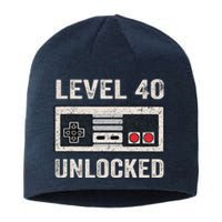 Level 40 Unlocked Video Gamer 40th Birthday Gifts Sustainable Beanie