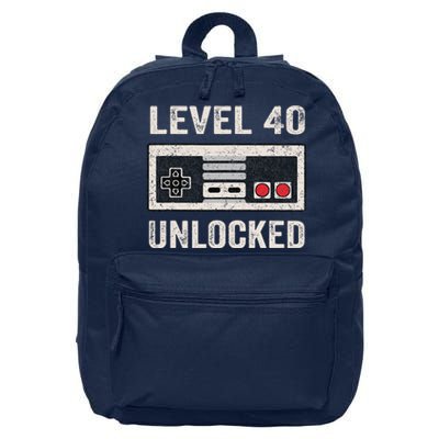 Level 40 Unlocked Video Gamer 40th Birthday Gifts 16 in Basic Backpack